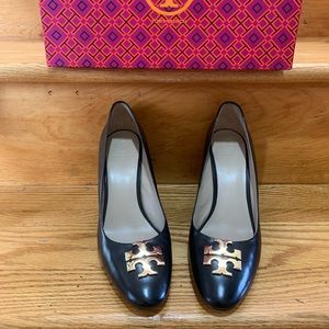 Authentic Tory Burch Raleigh Leather Wedge-Size 9.5